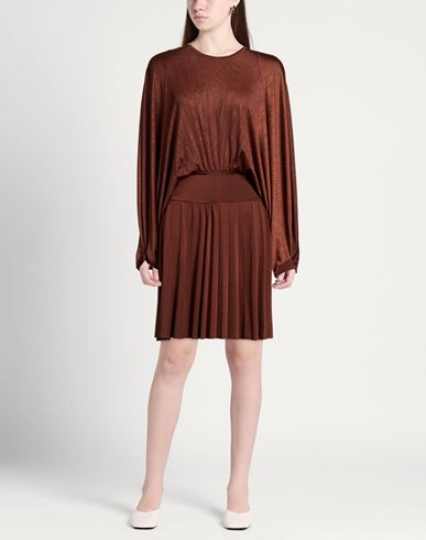 Woman Midi dress Chocolate brown Size M Polyester, Elastane