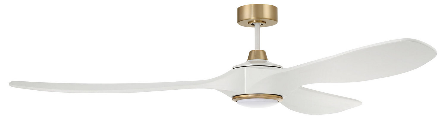 White Satin Brass 72" Ceiling Fan from the Envy no Wifi Collection