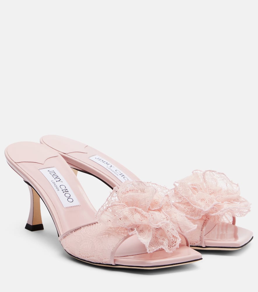 Skye Corsage floral-appliqué lace mules