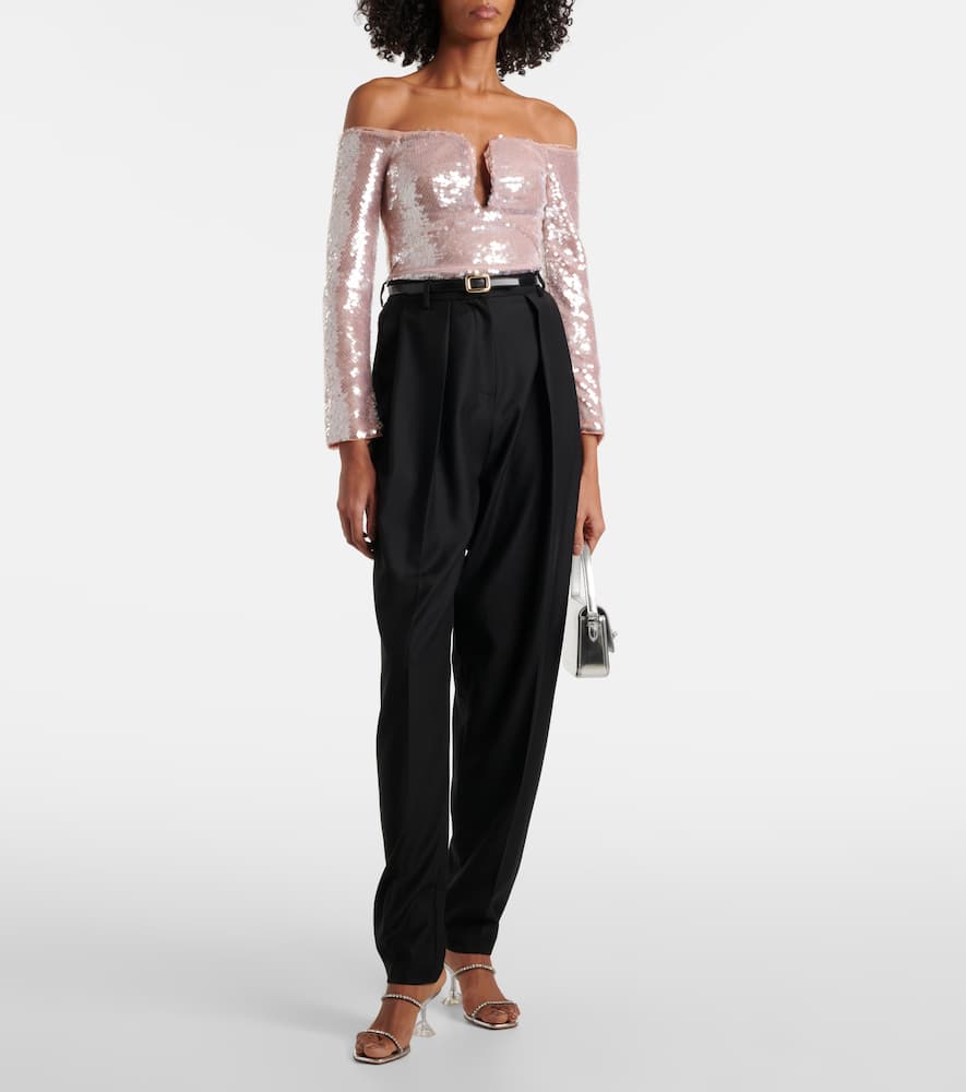 Sequined off-shoulder top