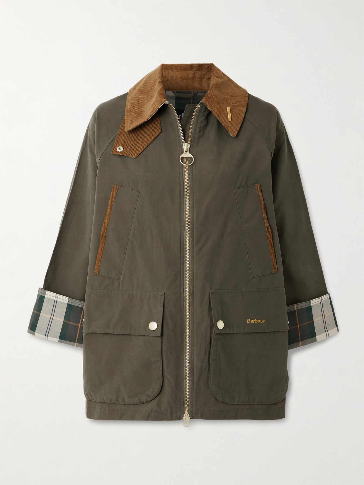 Icons Bedale Corduroy-trimmed Waxed Cotton-blend Jacket - Green