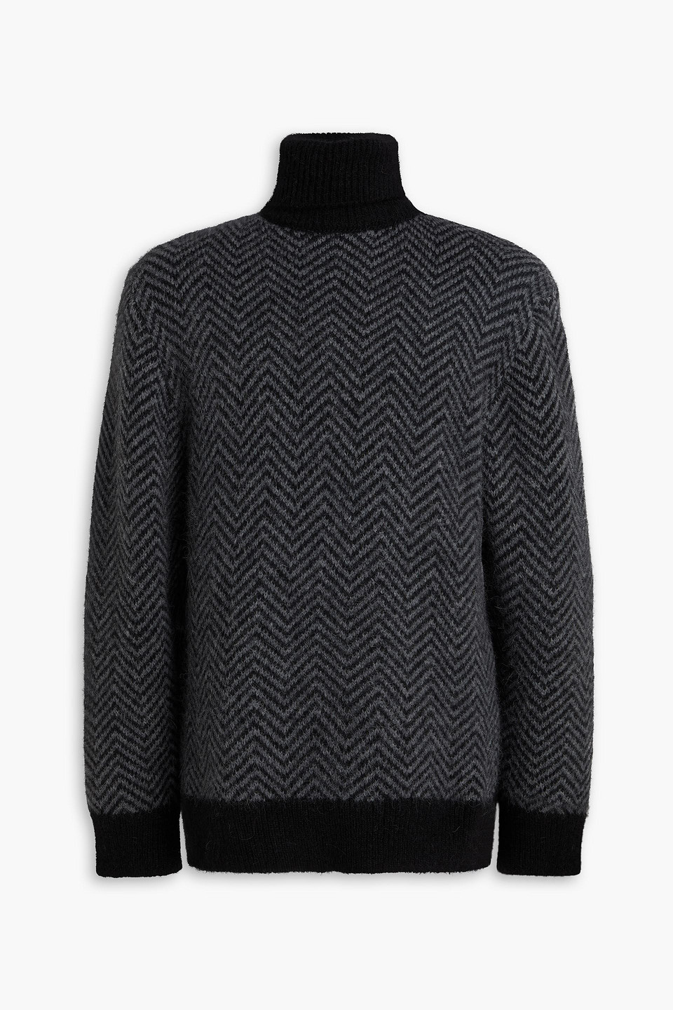 Herringbone alpaca-blend turtleneck sweater - Black - S