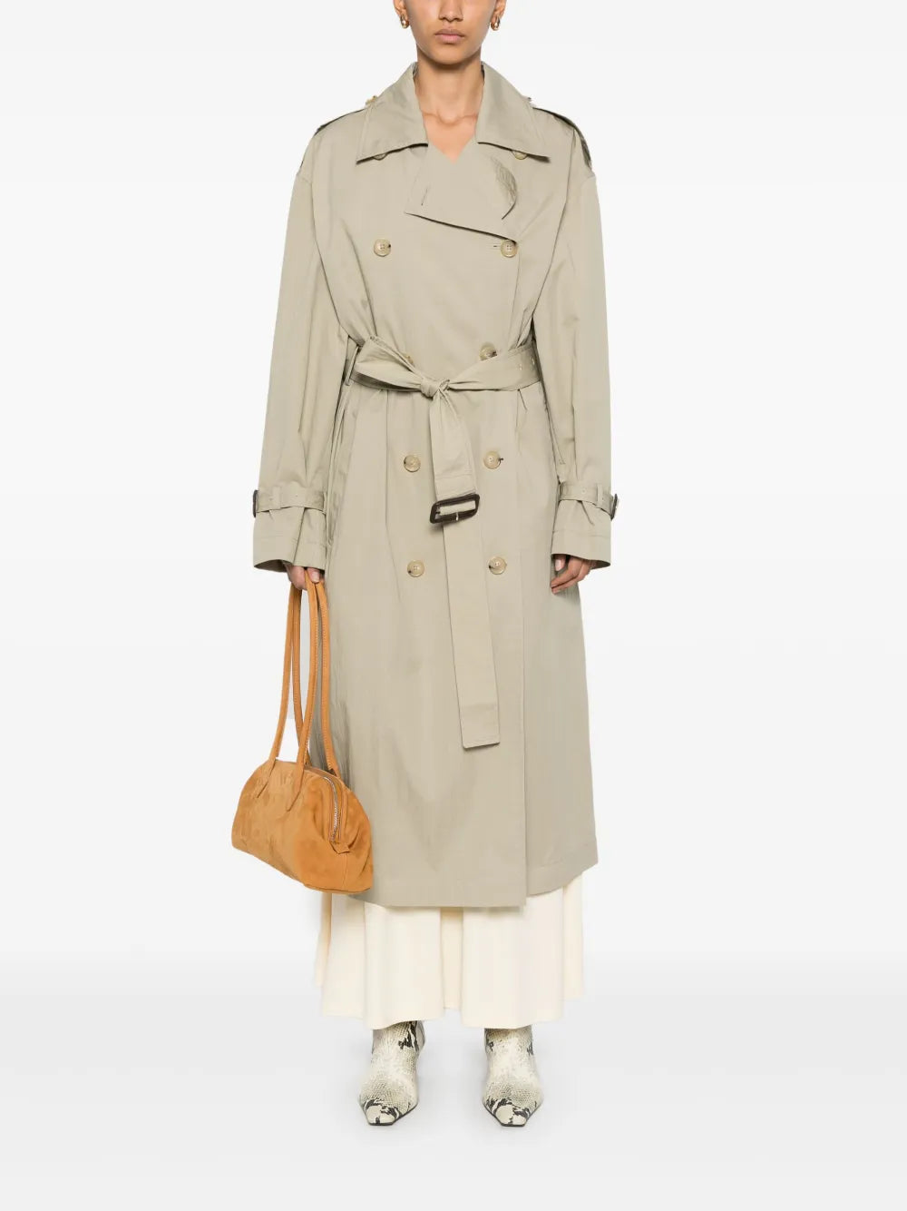 Toteme Women's Double-Breasted Trench In Cotton Blend in Beige | Size 38 | 252 Color WRO0197FB0410