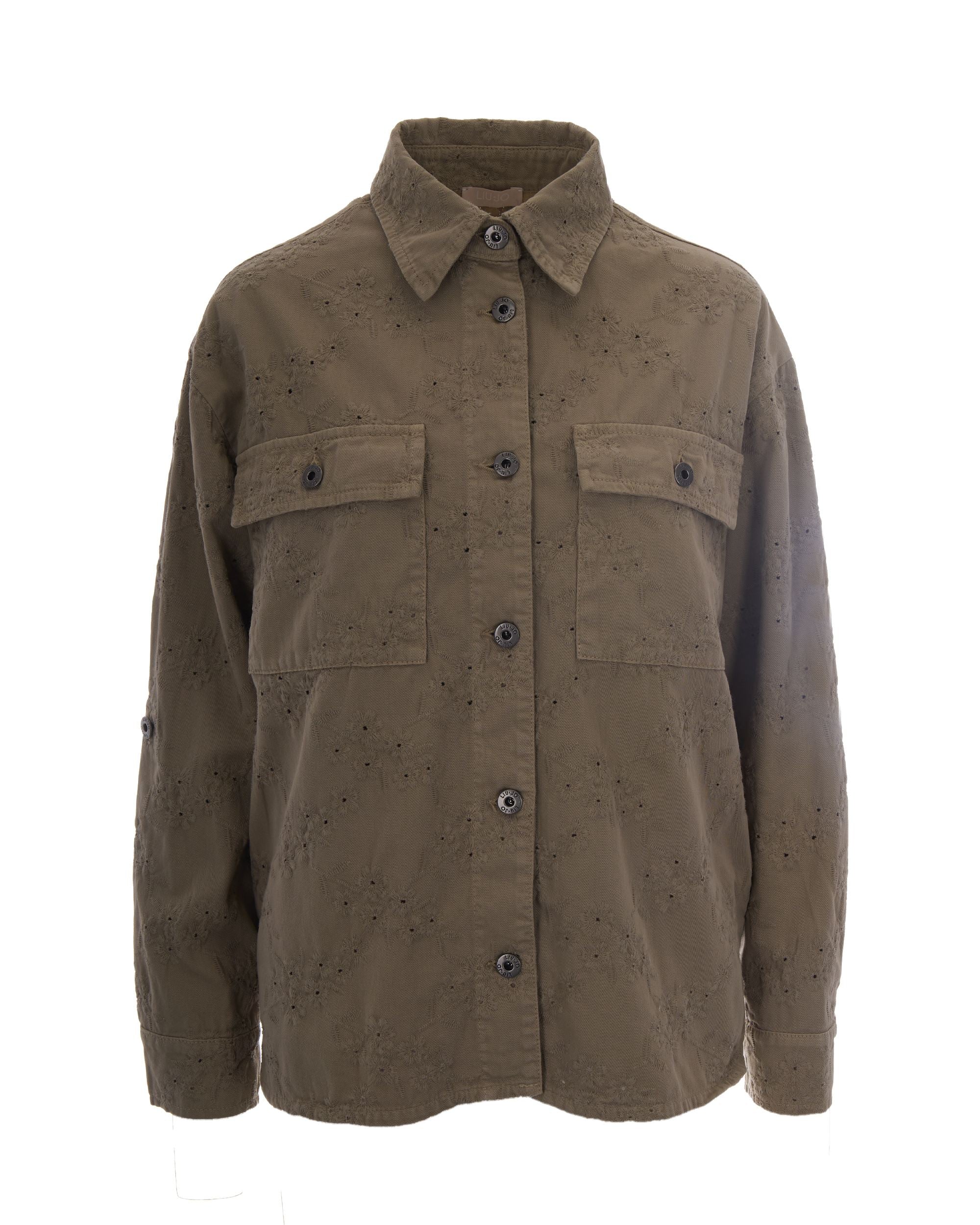 Embroidered Cotton Shirt — Gray