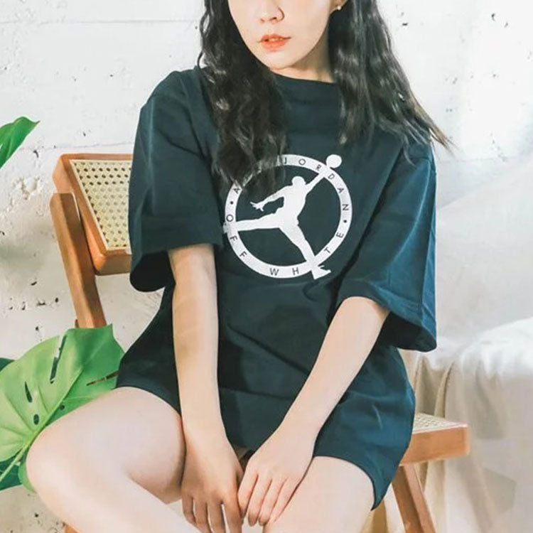 Air x Off-White MJ T-Shirt Asia Sizing 'Black White Forest Green'