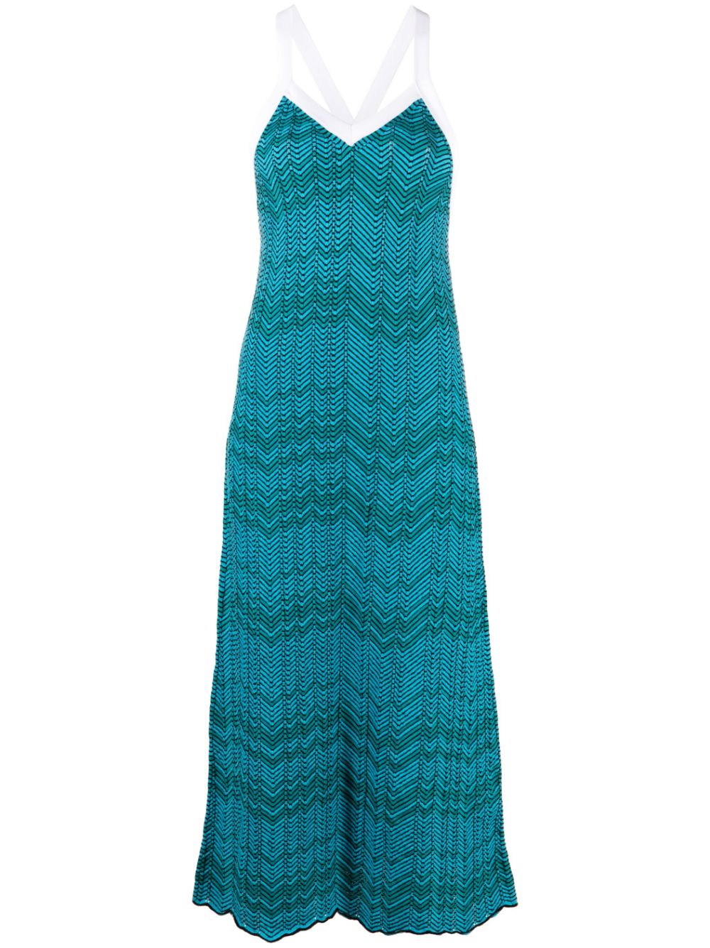 Palm chevron-knit midi dress - Blue