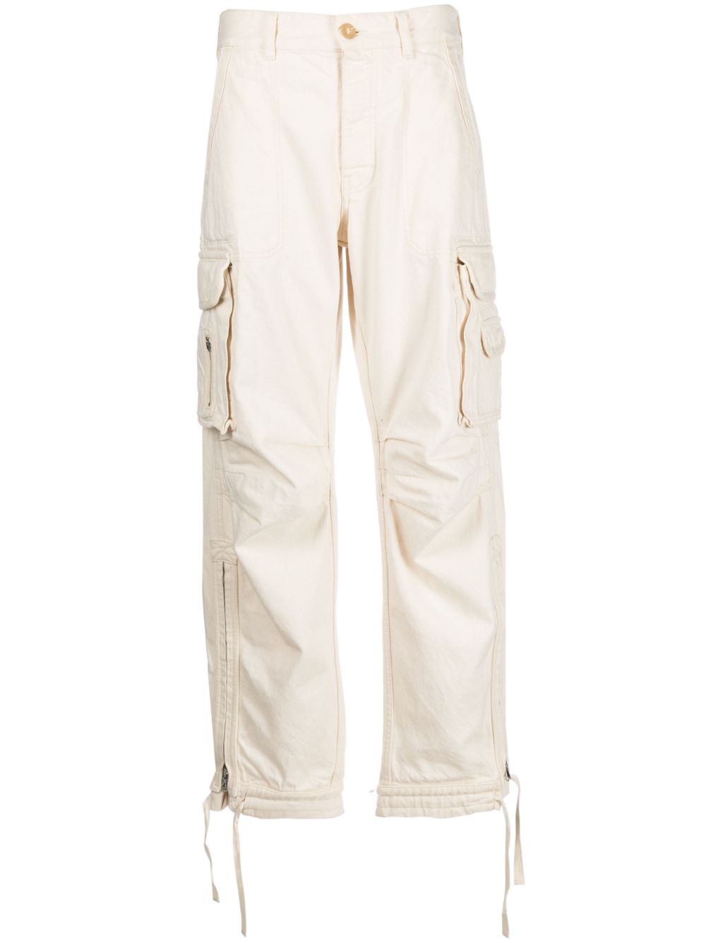 Gathered-detail cargo trousers - Neutrals