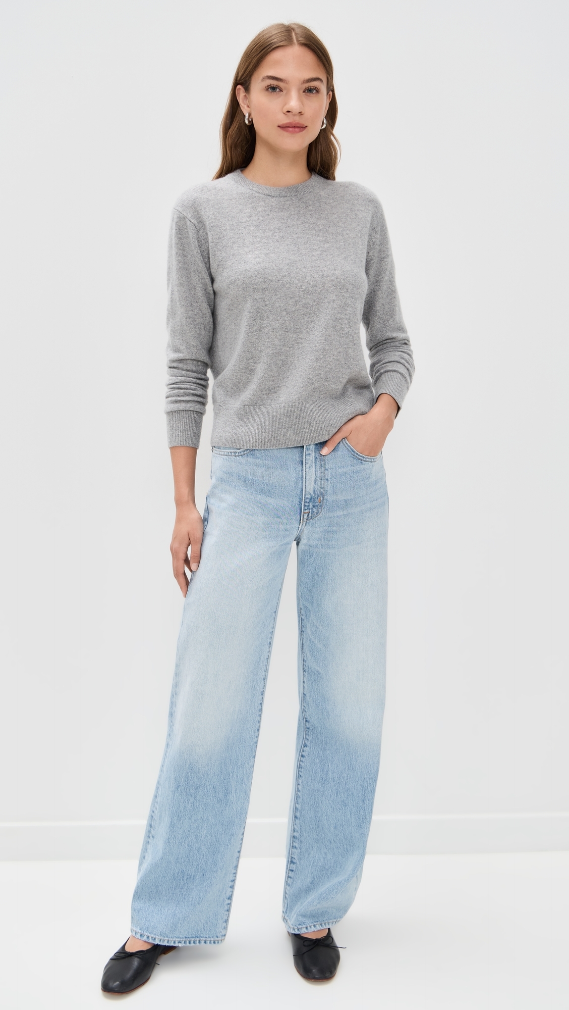 Cashmere Crew Pullover Grey Heather