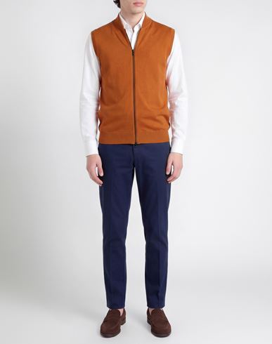 Man Cardigan Orange Size 38 Merino Wool