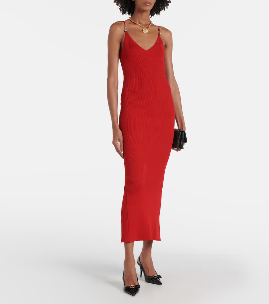 Ribbed-knit slip dress
