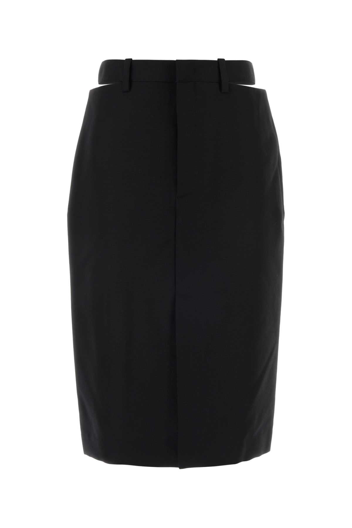 Wool-Mohair Tailored Skirt — Black