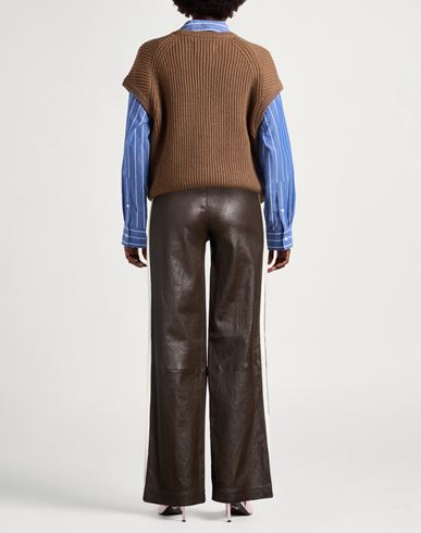 Woman Pants Dark brown Size S Lambskin