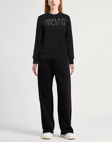 Versace Jeans Couture Woman Sweatshirt Black Size XS Cotton, Elastane