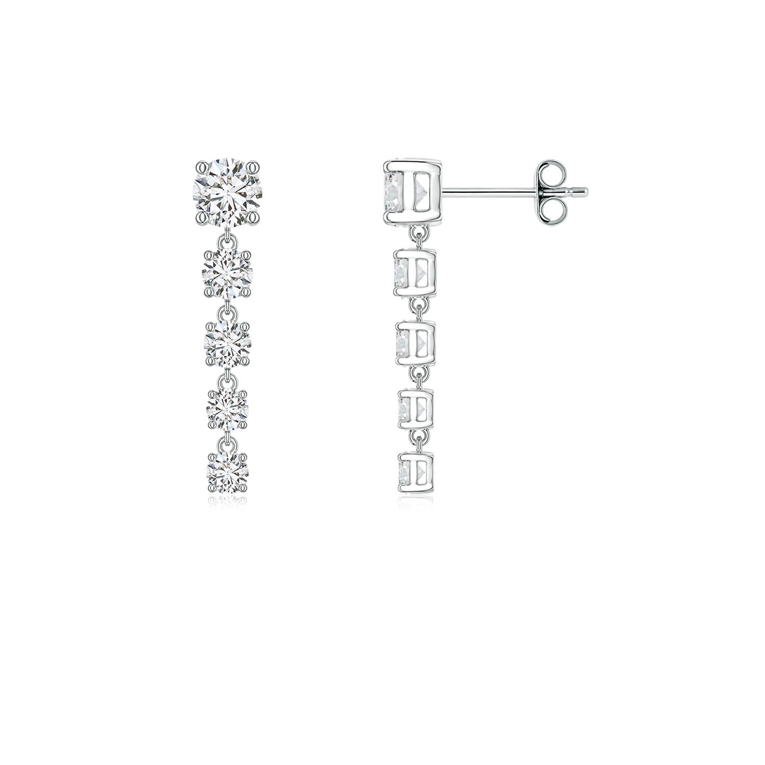 Angara 1.12 CTW Graduated Round Diamond Five-Stone Dangle Earrings in Silver