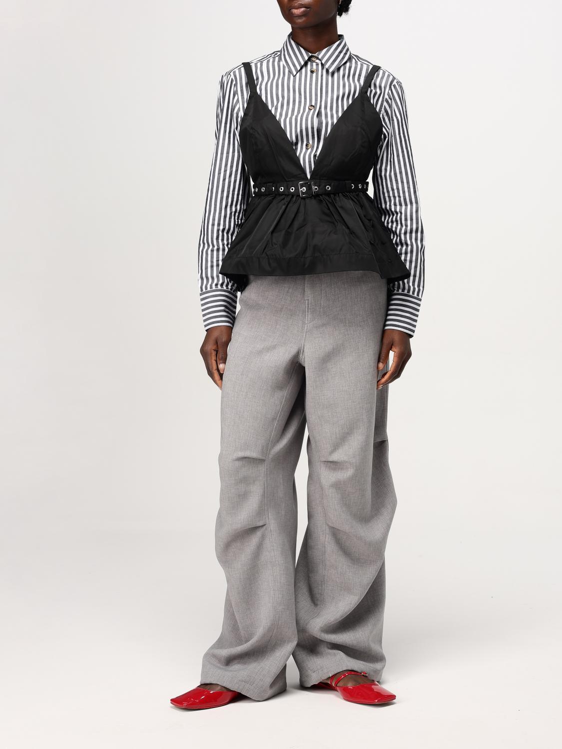 Striped poplin shirt - Black