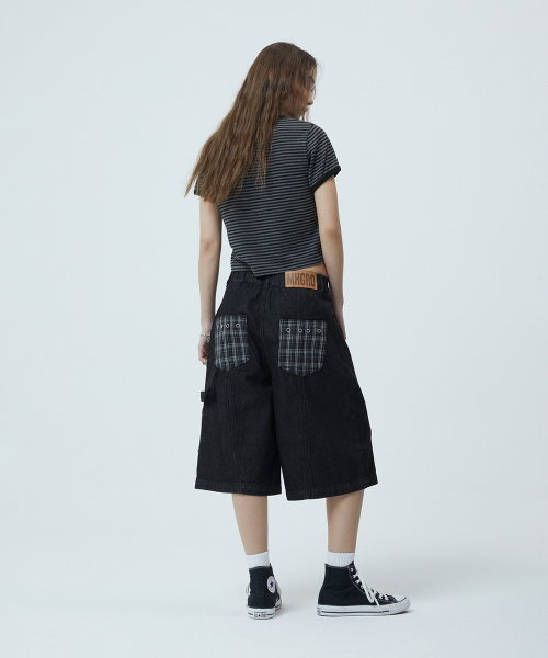 BASIC LOGO STRIPE RINGER TEE BLACK