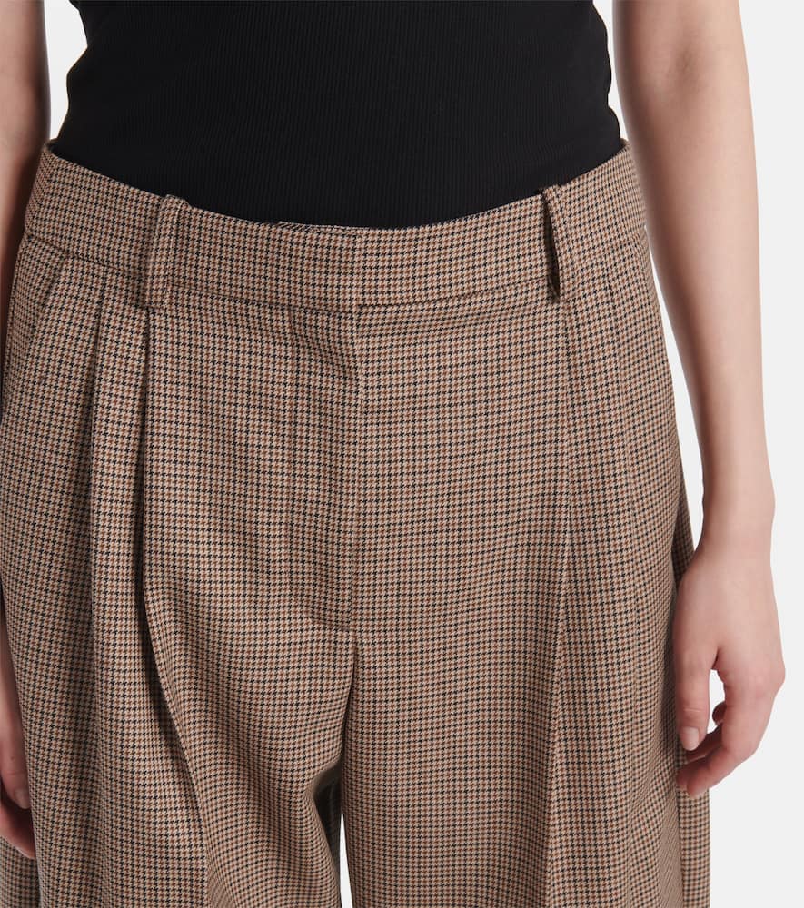 Houndstooth cropped wool wide-leg pants