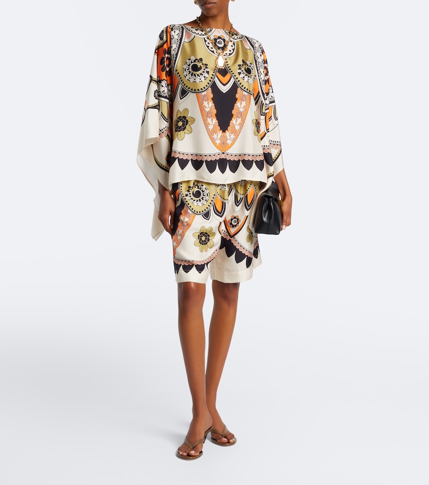 Printed silk twill Bermuda shorts