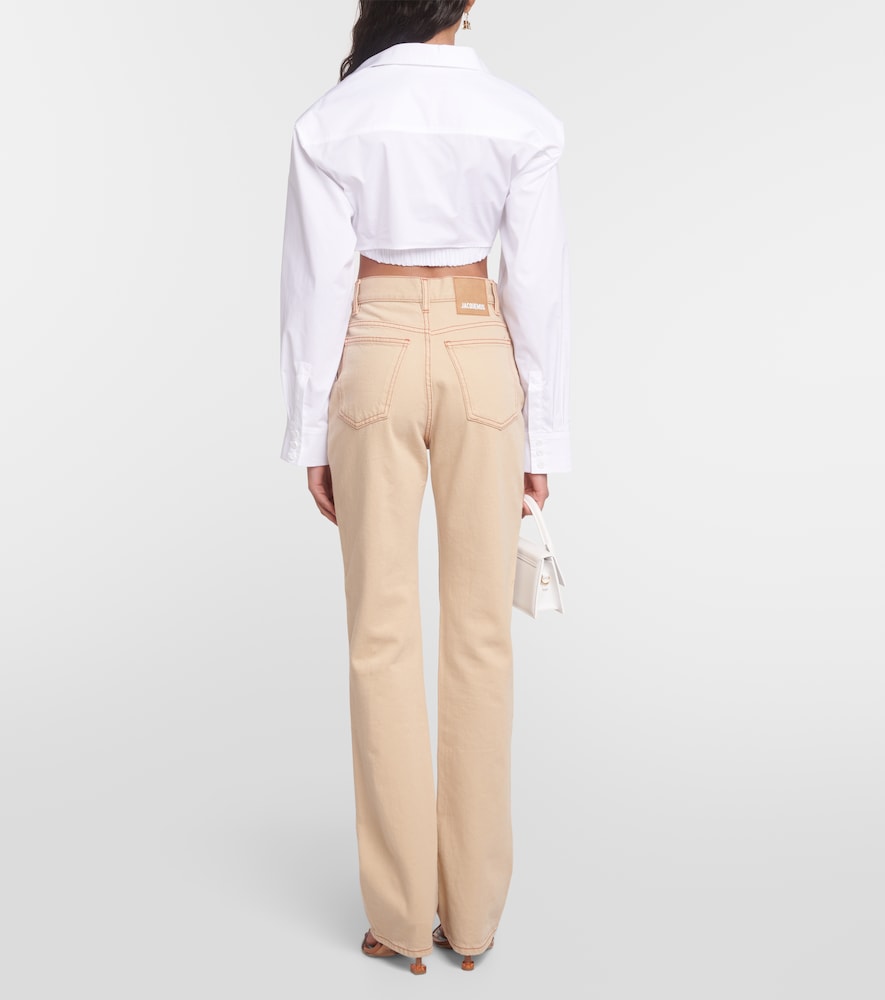 La Chemise Bahia cotton-blend cropped top