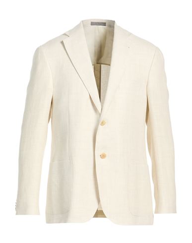 Man Blazer Ivory Size 42 Linen, Virgin Wool