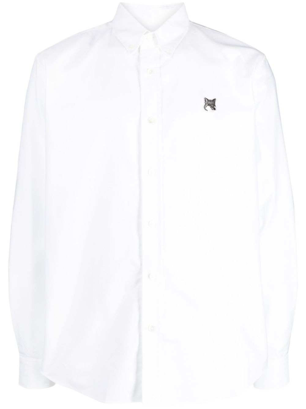 Fox-patch slim-cut shirt - White