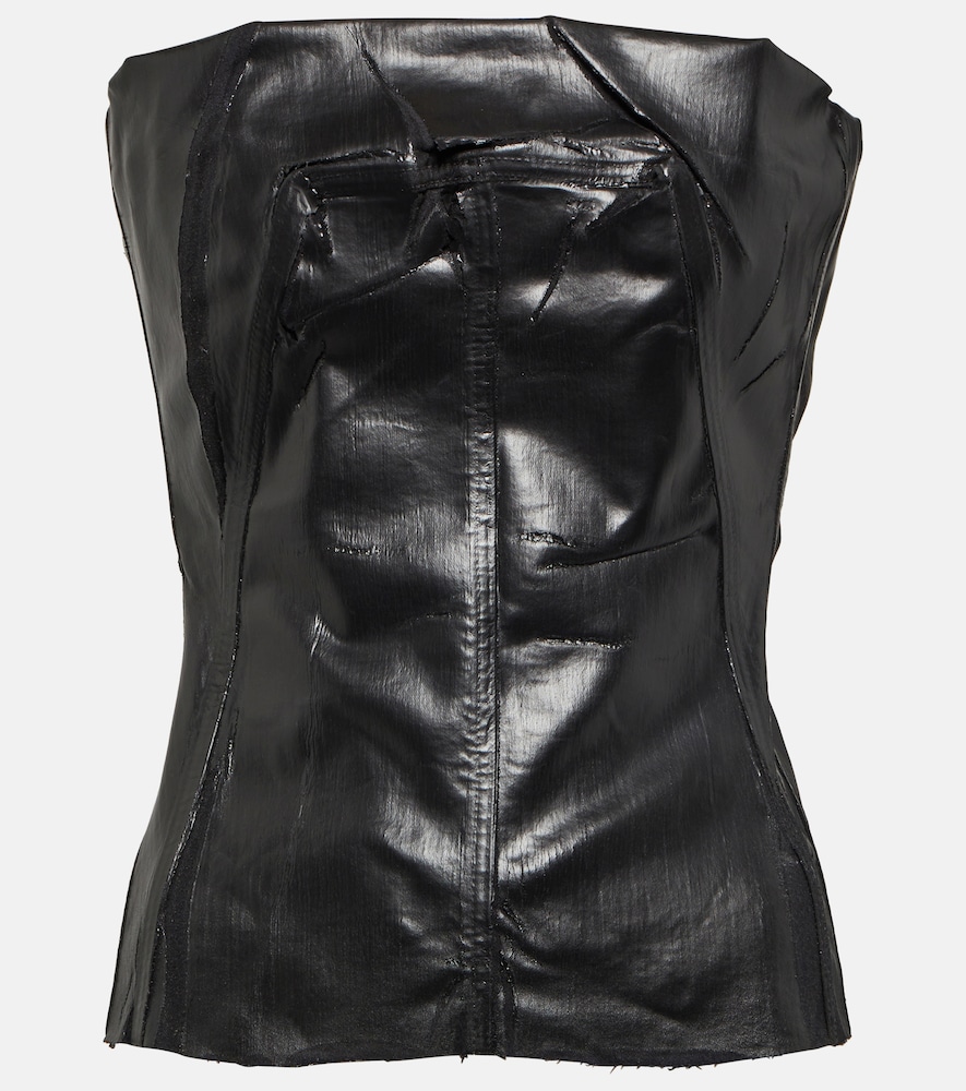 Coated denim bustier