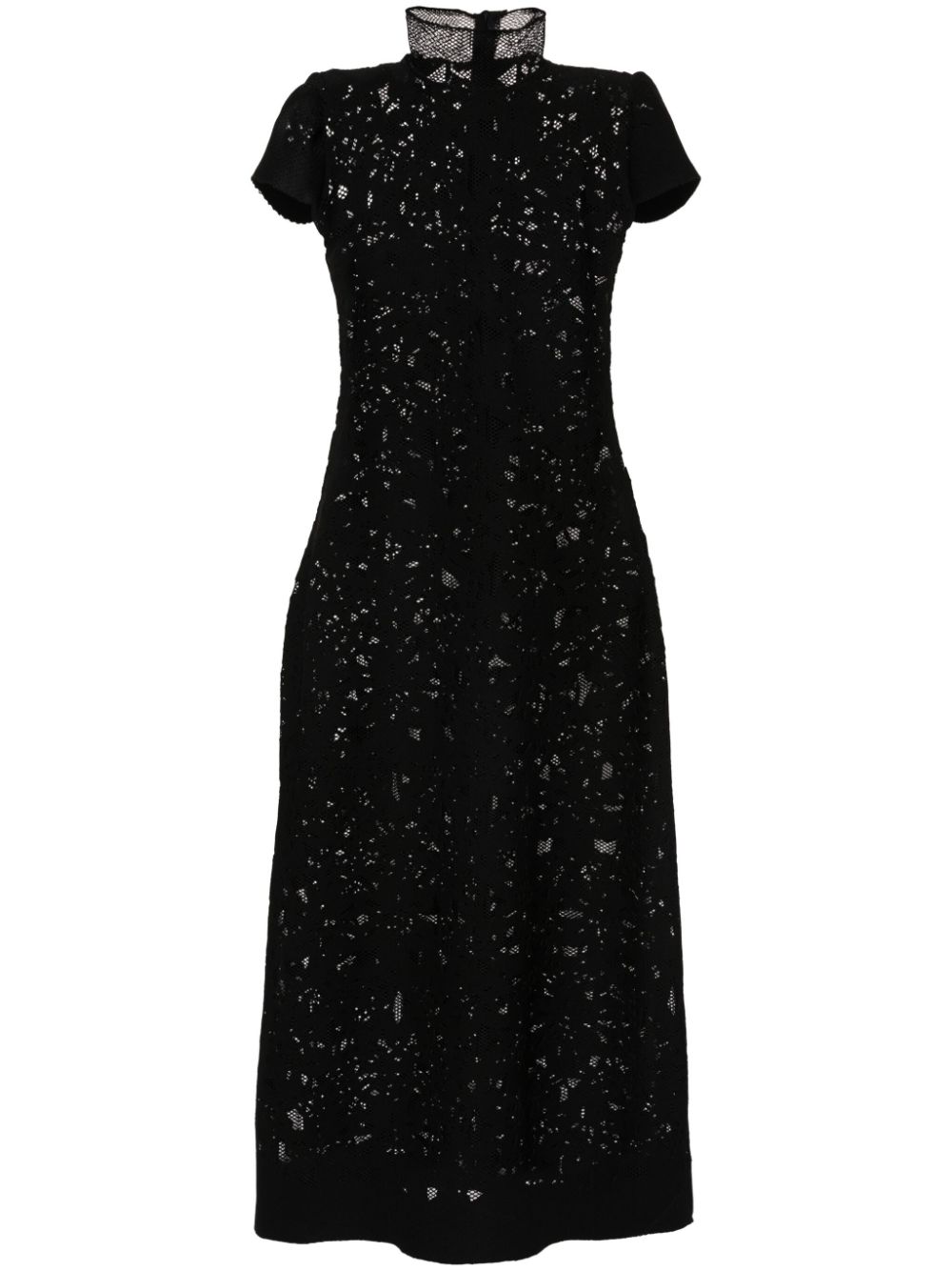 Floral-mesh maxi dress - Black