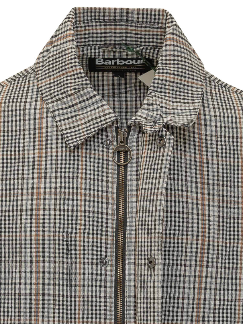 Beige Checks Shirt Collar Jacket