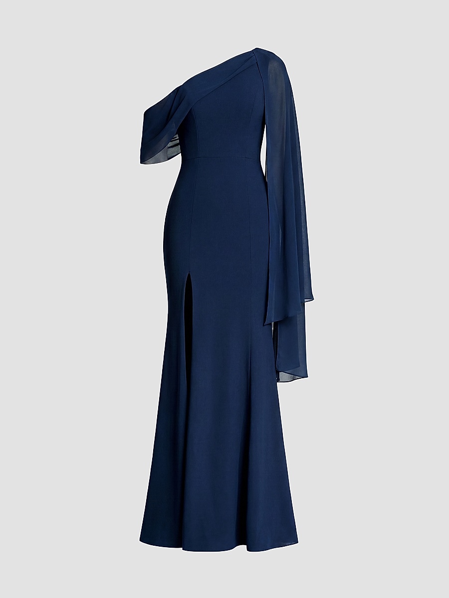 Women's Sera Asymmetric Crepe Gown - Navy