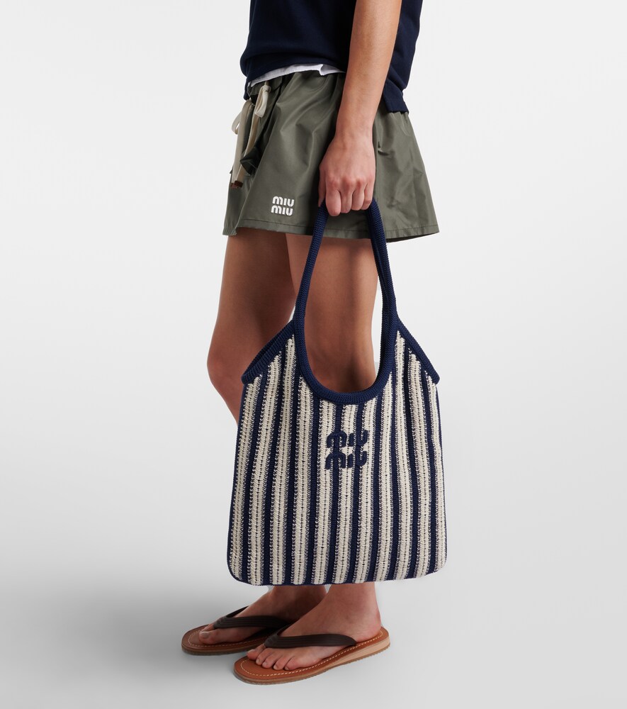 Ivy Medium striped crochet shopper