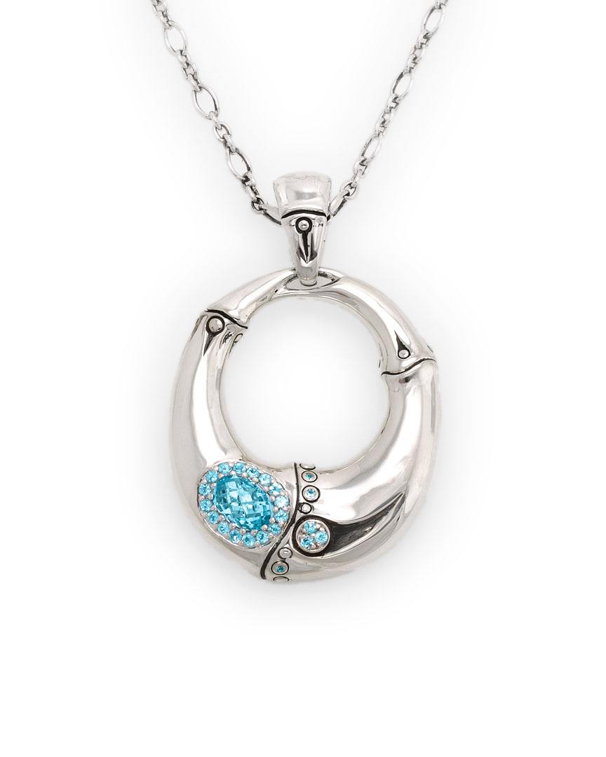 Bamboo Silver 3.46 Cttw. Topaz Pendant