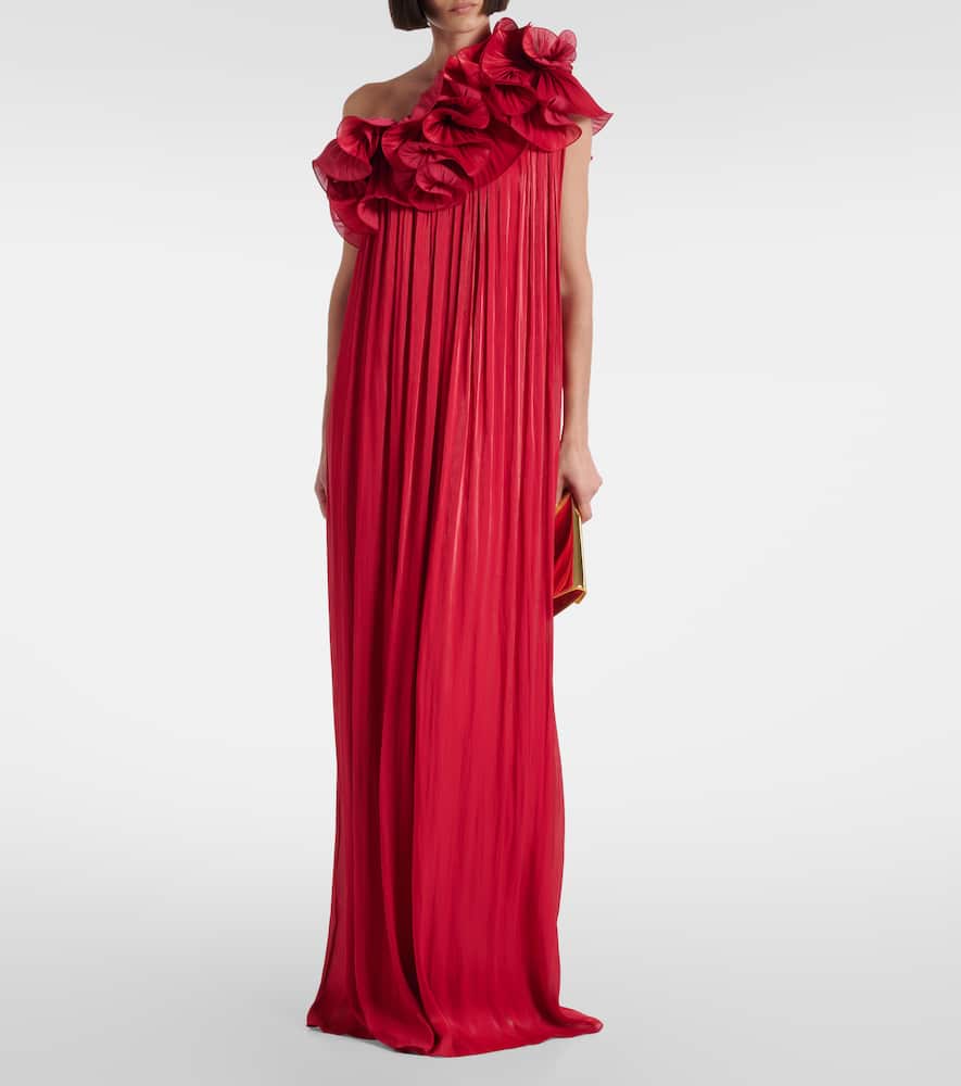 Charmain ruffled georgette lamé gown