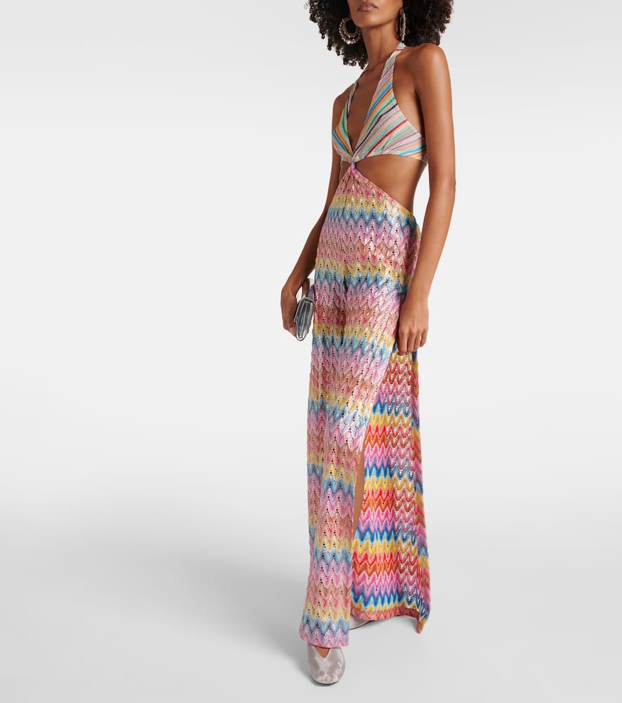 Zigzag cotton-blend lamé jumpsuit