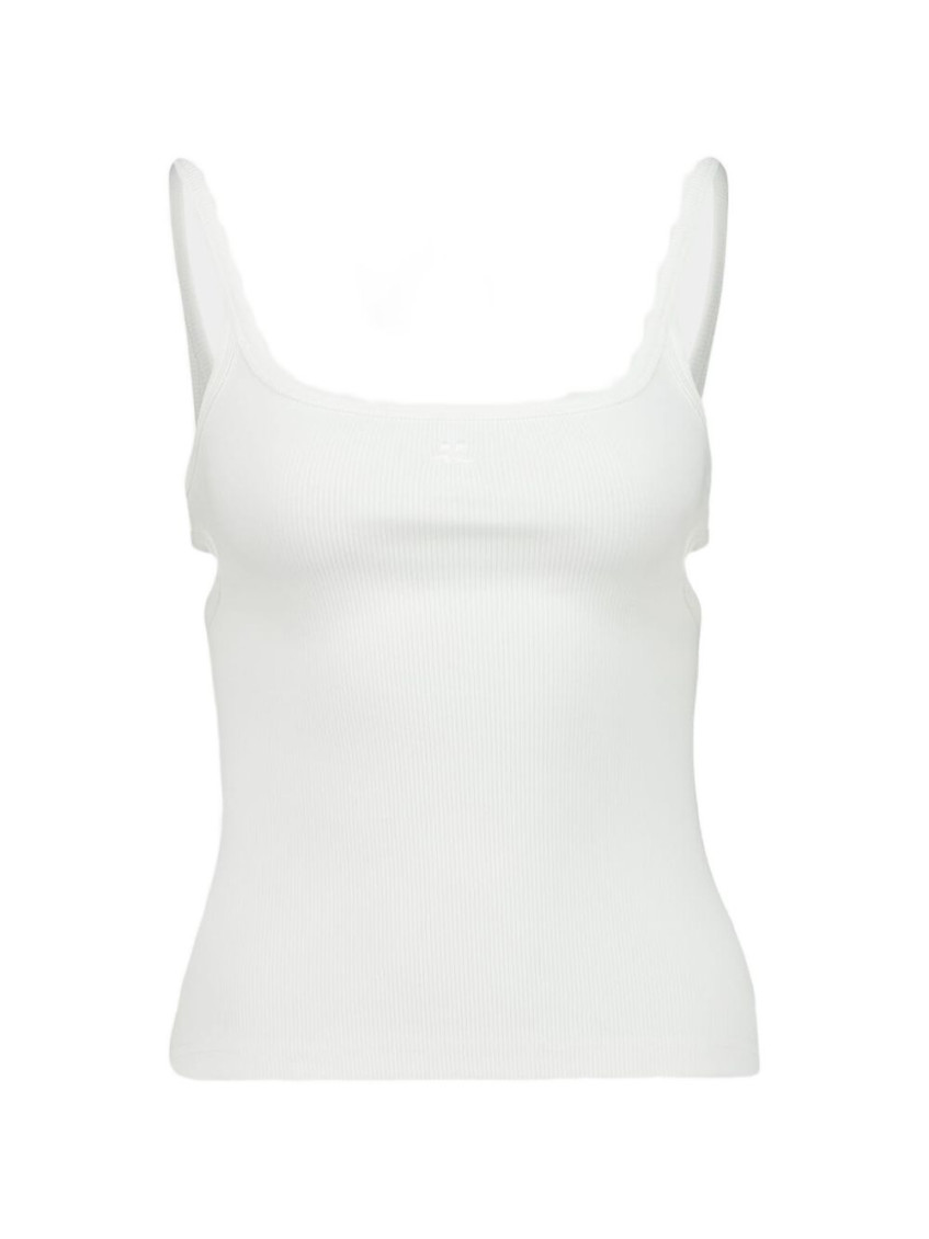 White Sleeveless Cut Out Tank Top