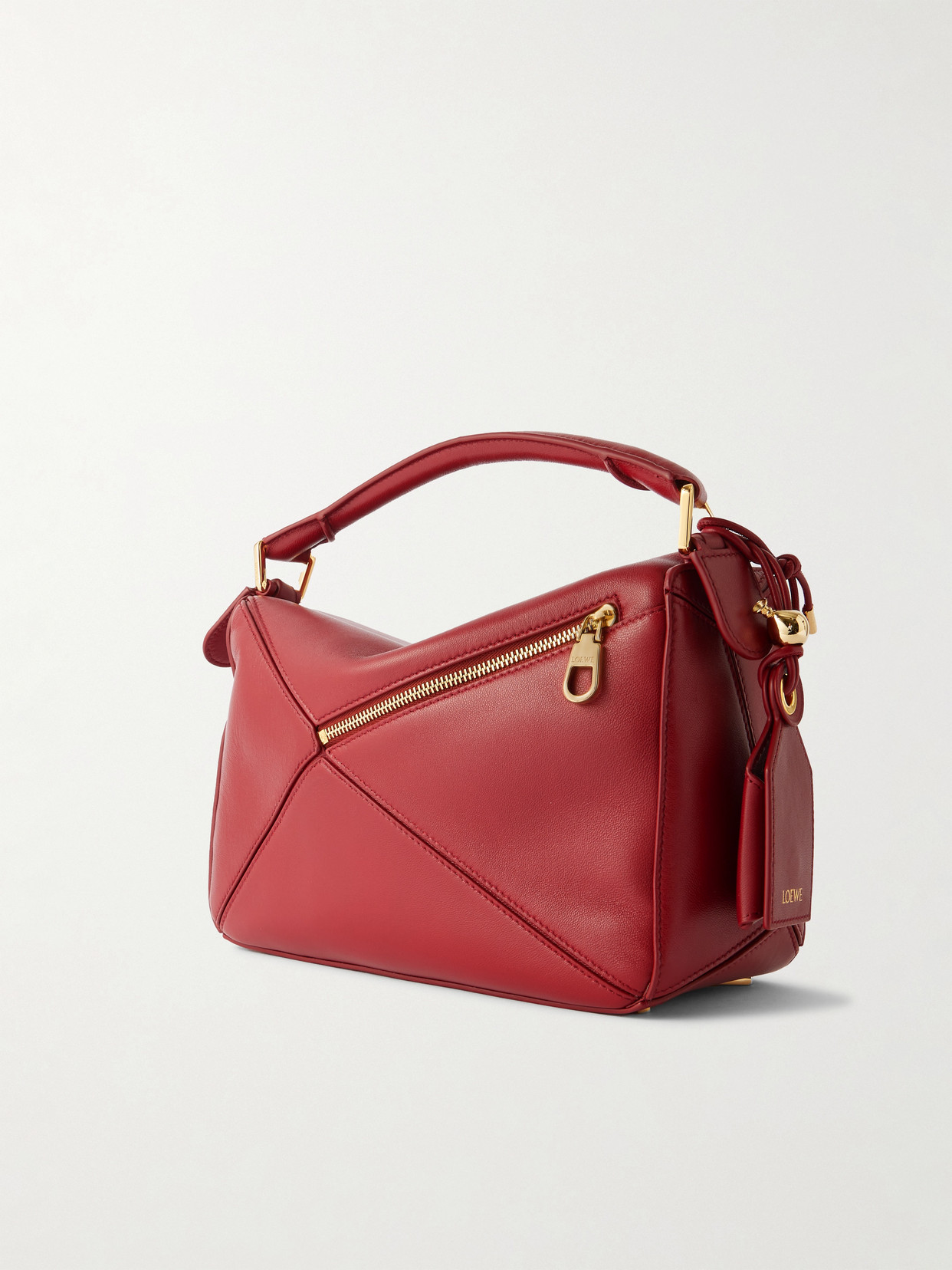 Featherlight Puzzle Small Textured-leather Shoulder Bag - Burgundy