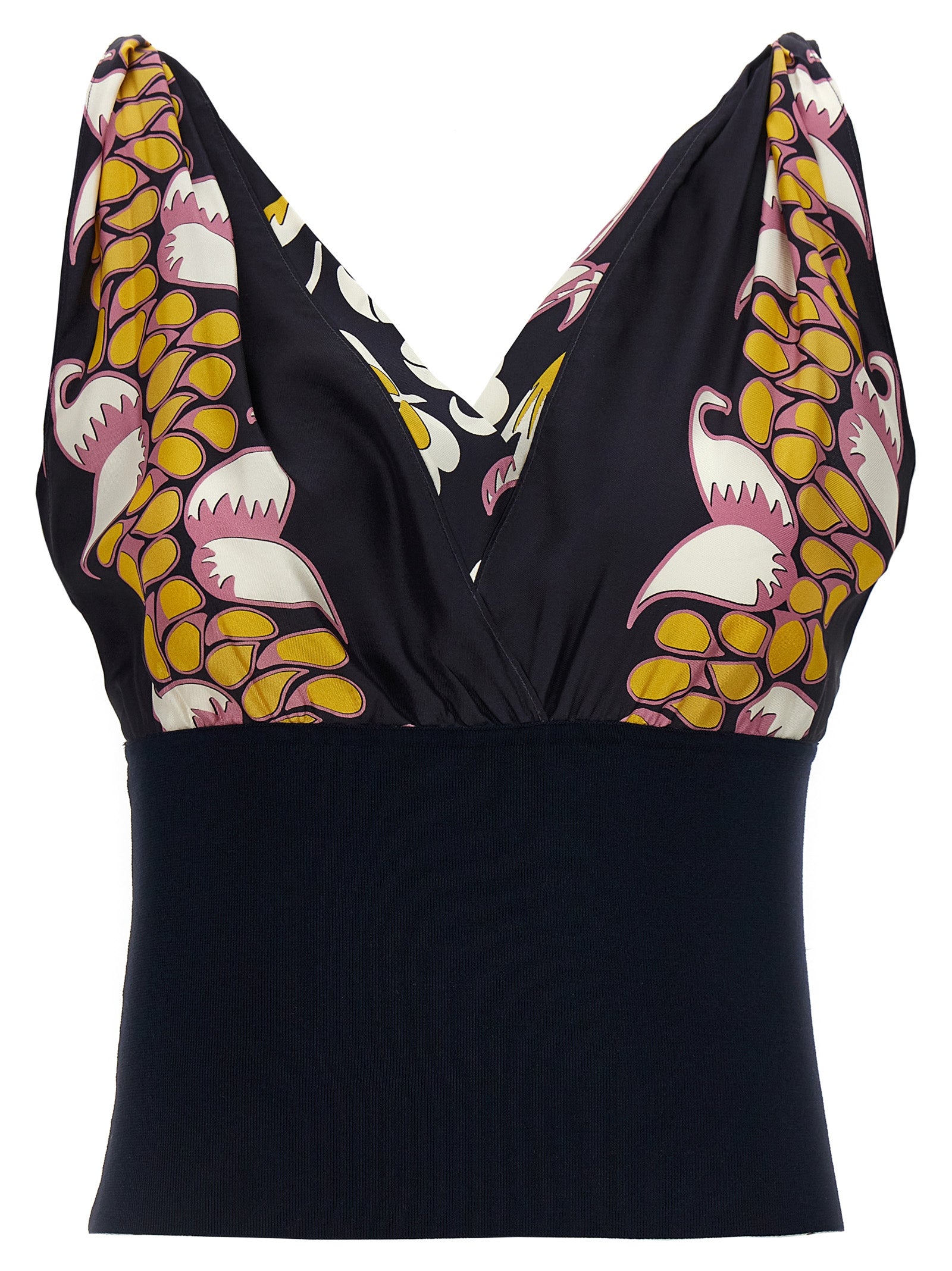 Printed Silk Tank Top — Black