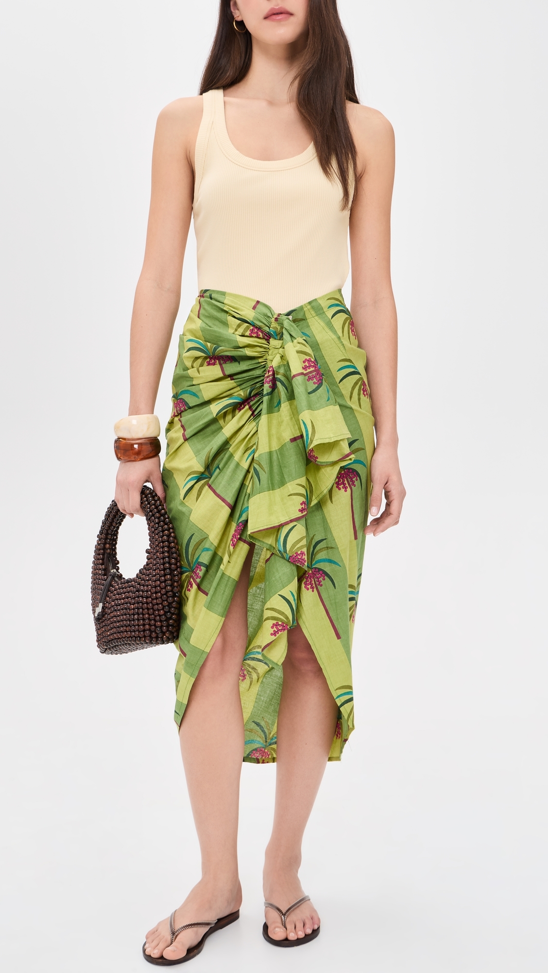 Luciana Palm Pareo Skirt Mint