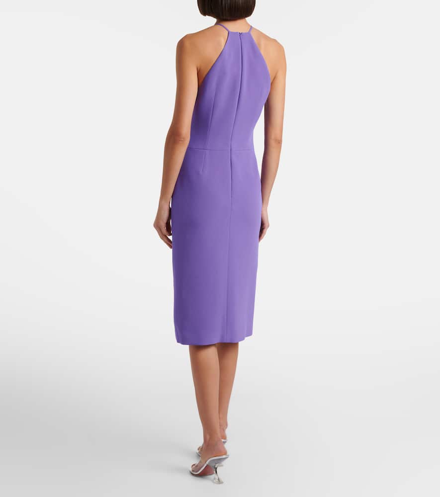 Asymmetric embellished floral midi dress