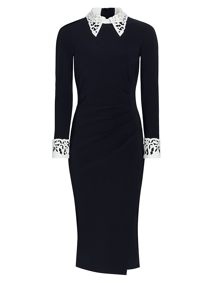 Women's Duchi Laser-Cut Trim Cocktail Dress - Black White