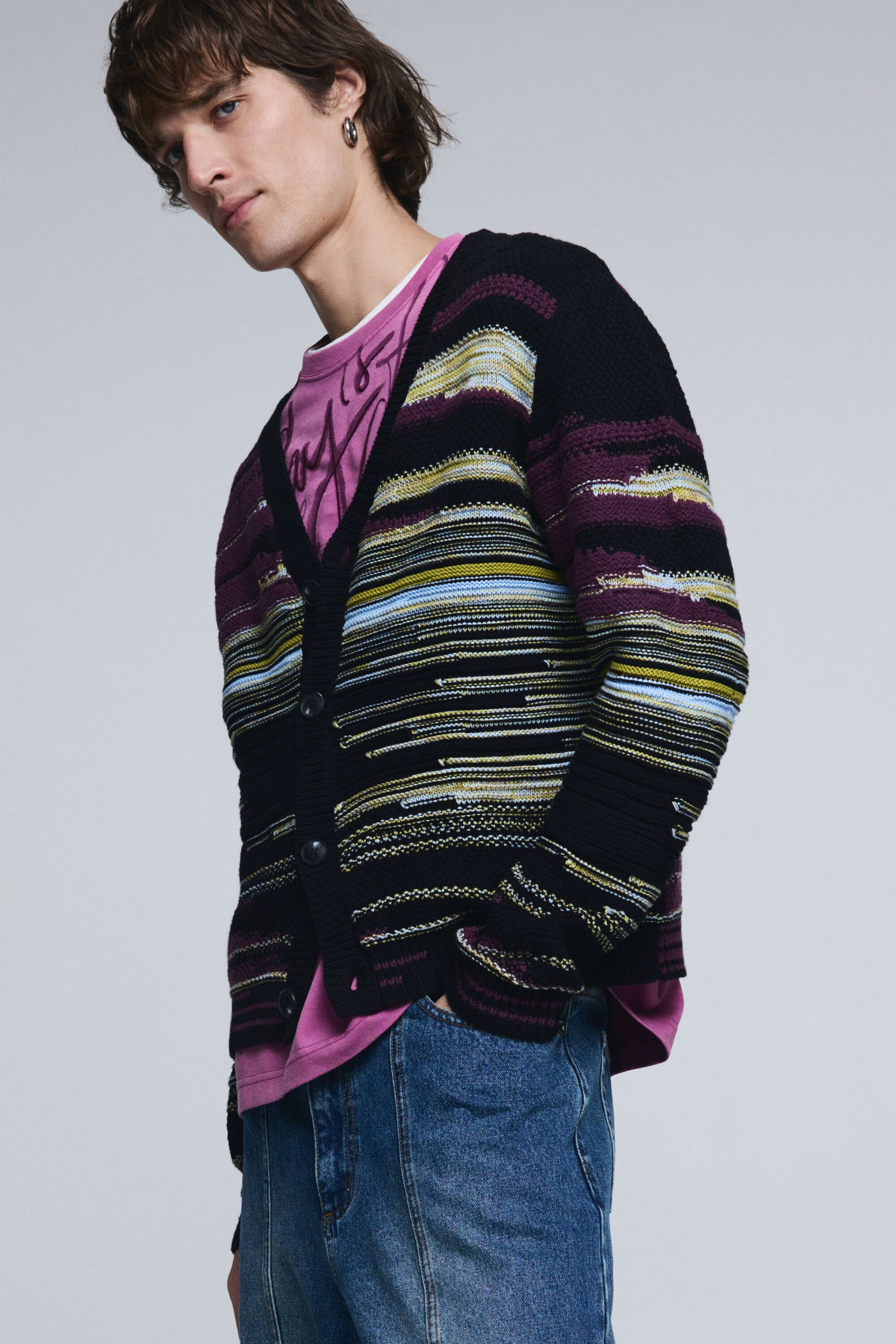 Striped cardigan sweater