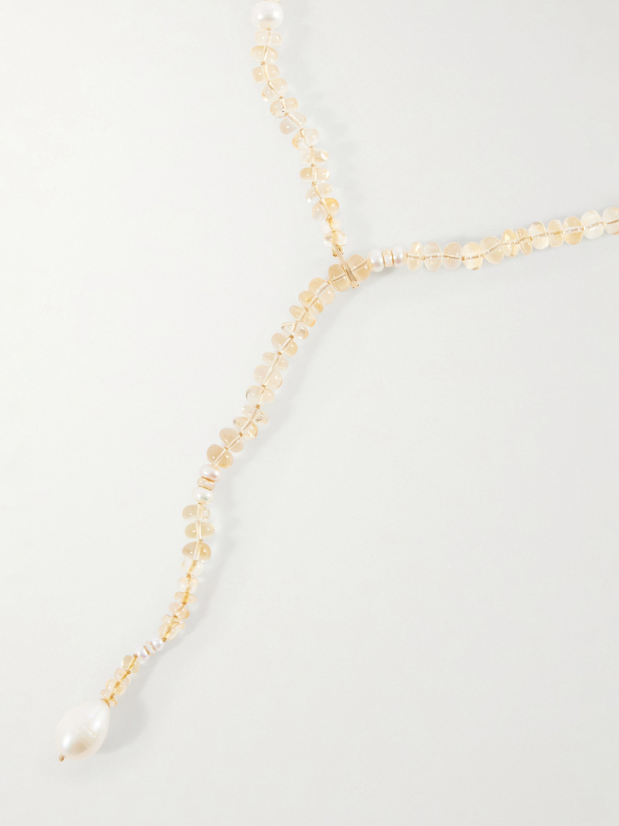 Solstice Sautoir 14-karat Gold, Pearl And Citrine Beaded Necklace - One size