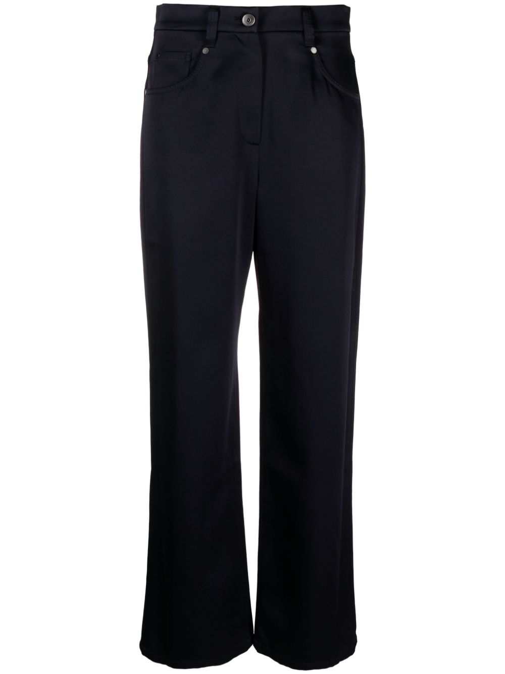 Straight-leg satin-finish trousers - Blue