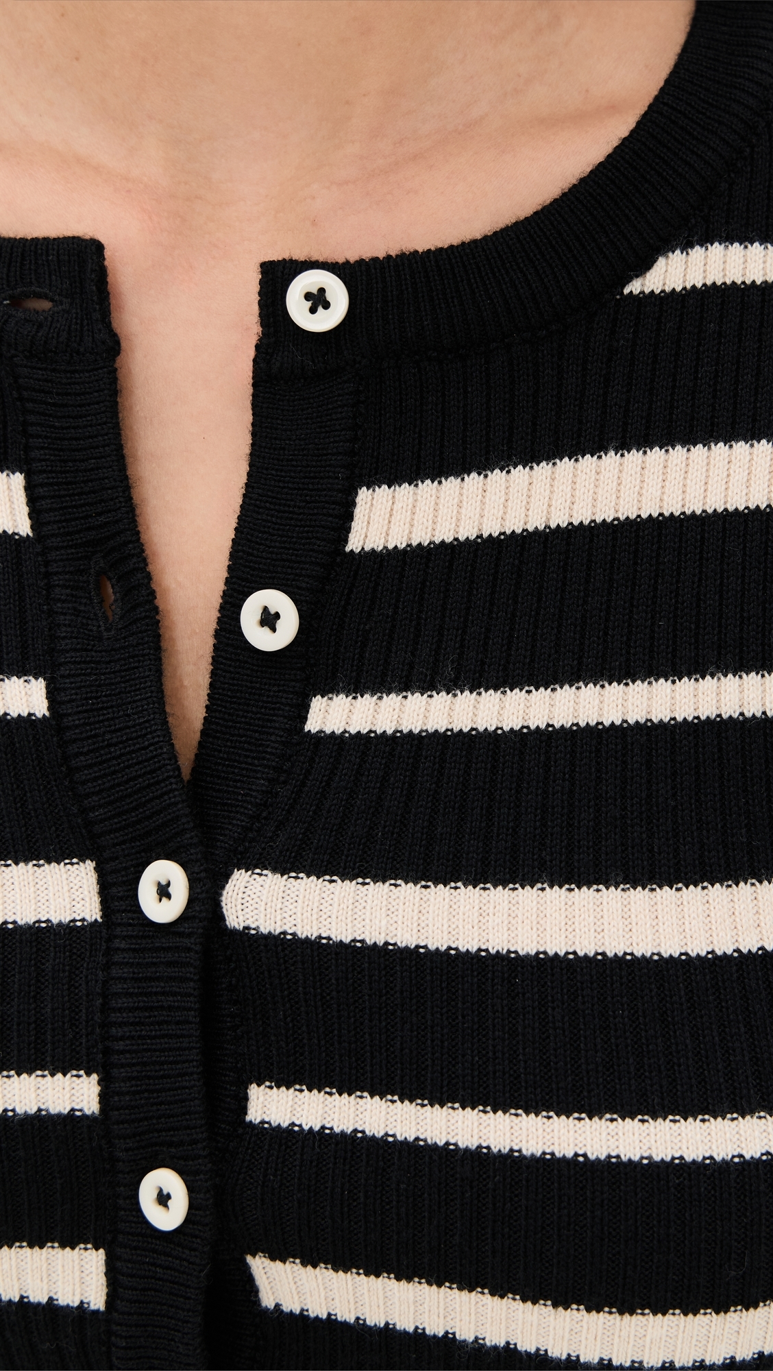 Donna Long Sleeve Knit Top Black/Cream