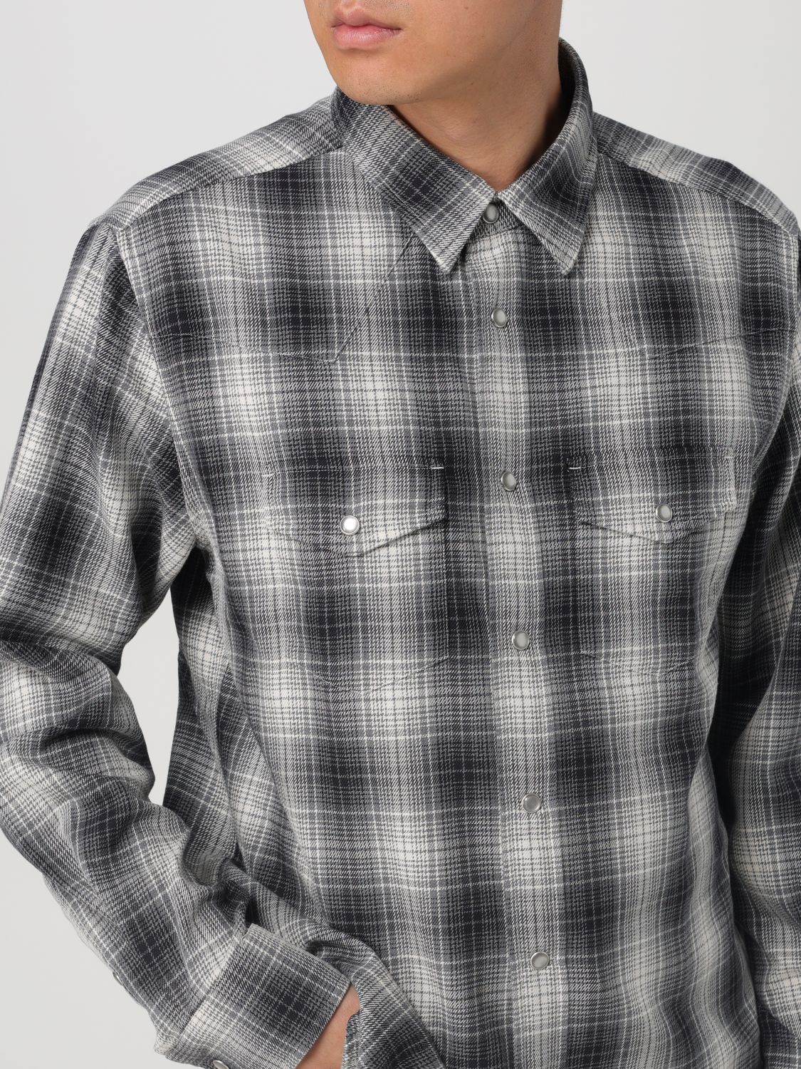 -Camicia Western In Denim-Uomo