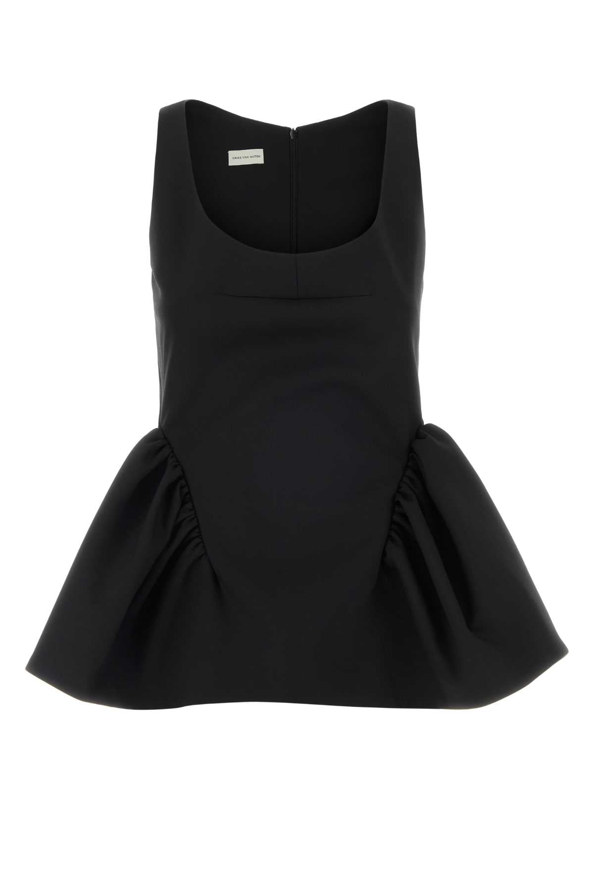 Stretch Gabardine Tank Top — Black