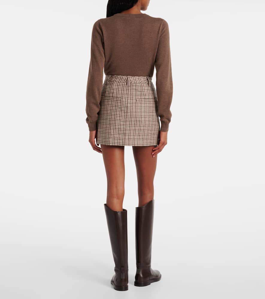 Checked virgin wool flannel miniskirt