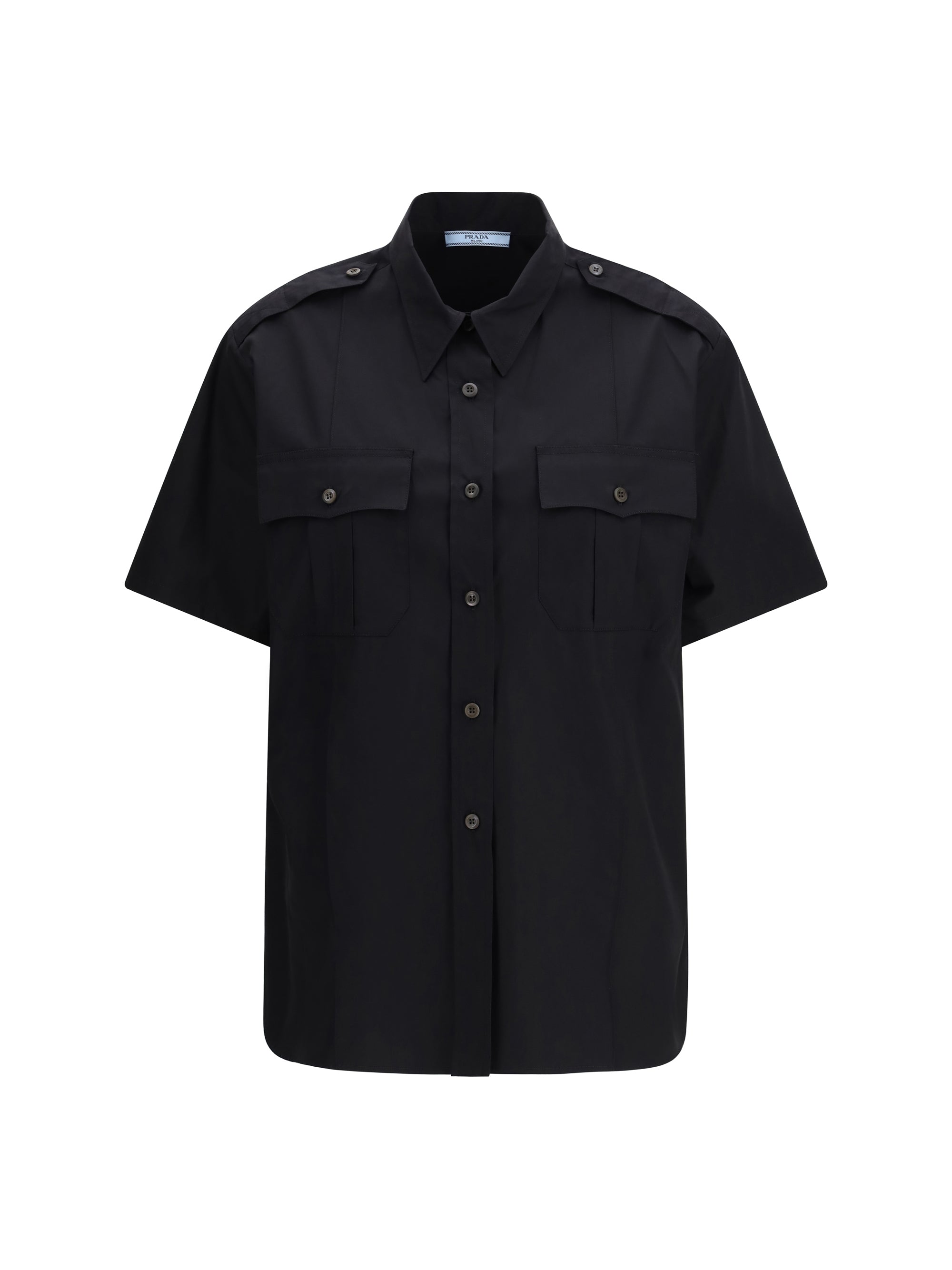 Short-Sleeve Poplin Shirt — Black