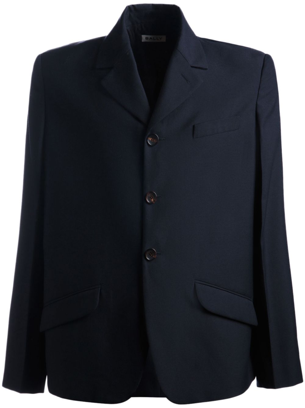Single-breasted twill blazer - Blue