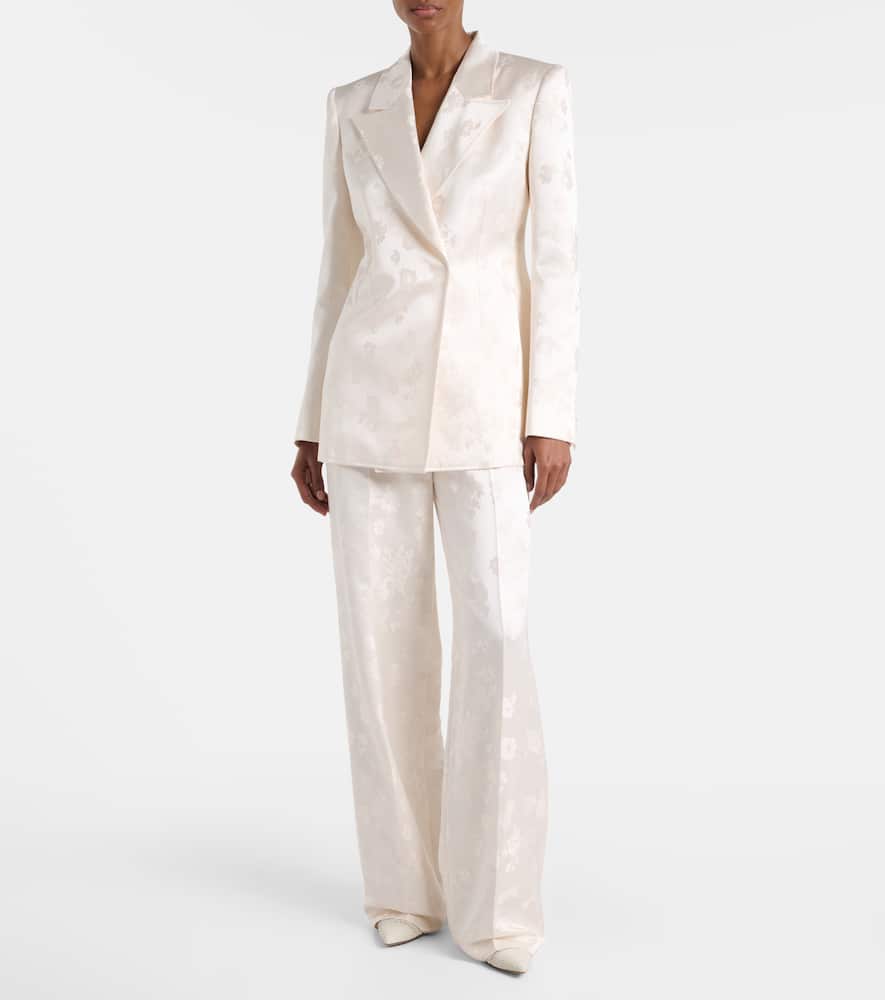 Norman embroidered silk wide-leg pants