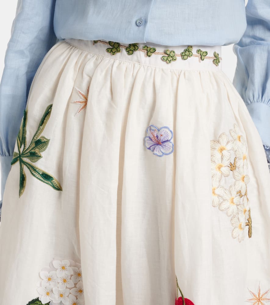 Tangelo embroidered linen maxi skirt